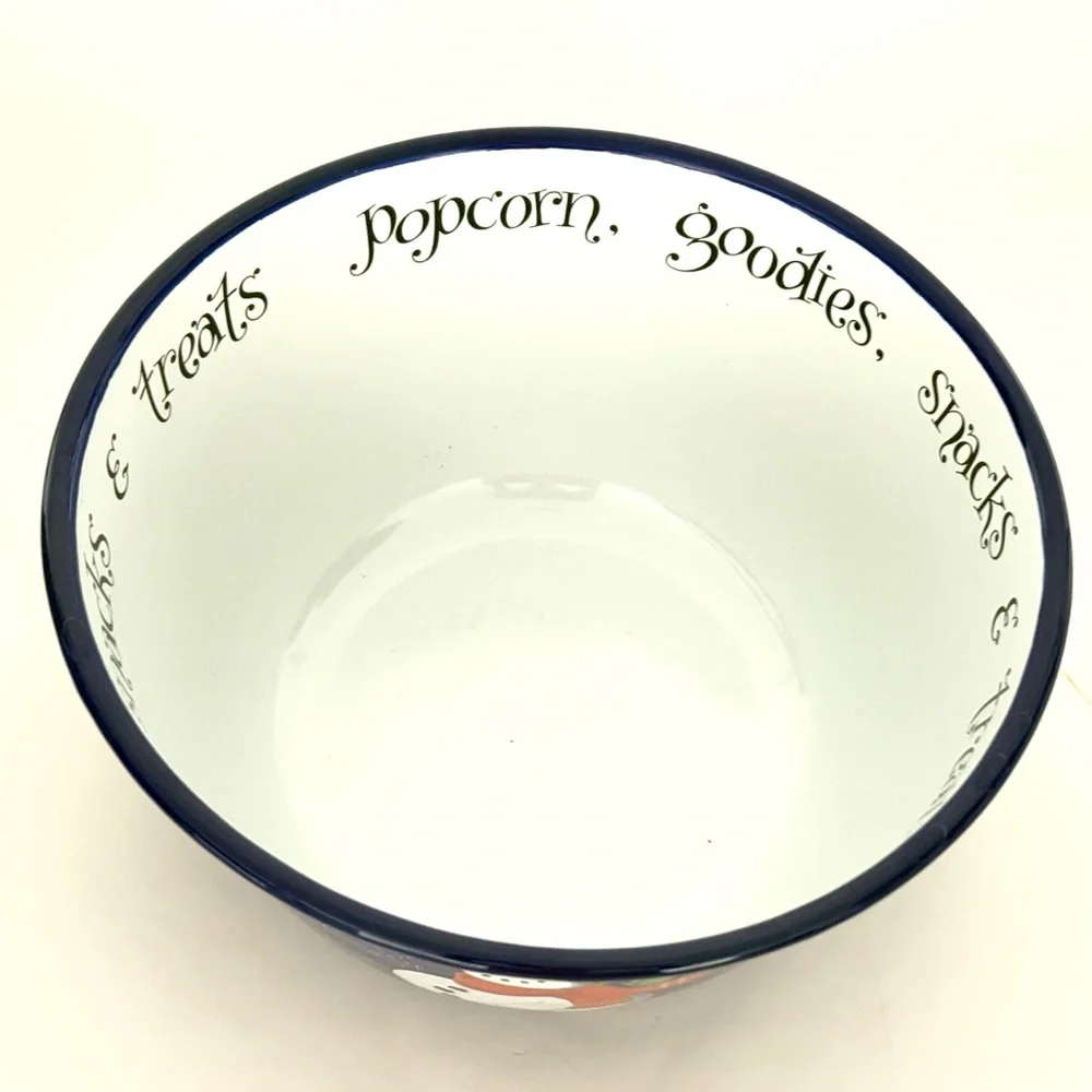 Gooseberry Patch 2000 Enamelware Christmas Winter Blue Snowman Snack Bowl